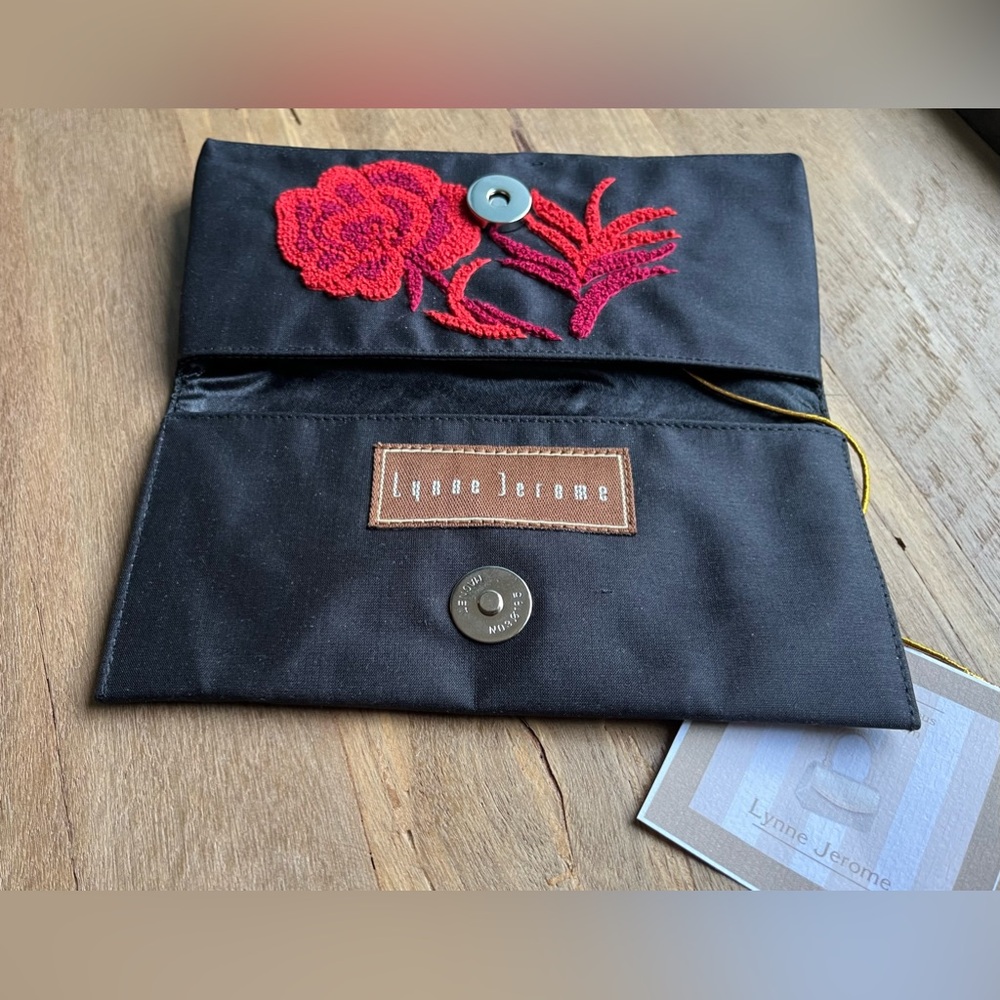 Lynne Jerome Silk Embroidered Rose Small Clutch - Picture 2 of 15